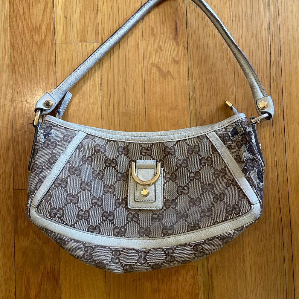 Authentic Gucci Beige and Brown Monogram Shoulder Bag